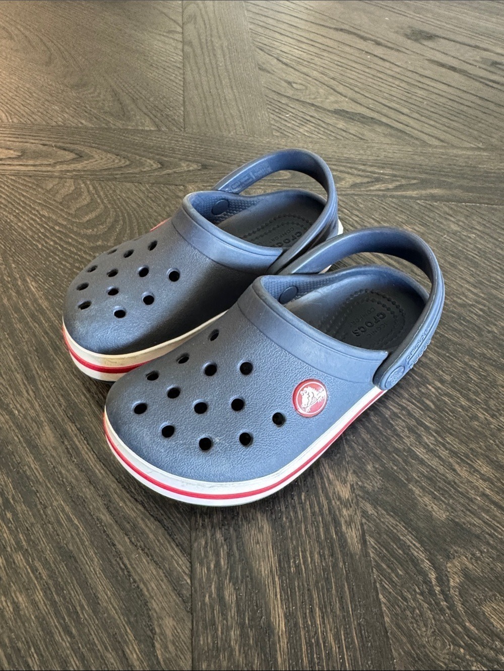 CROCS Toddler Clog Navy Red White Trim
